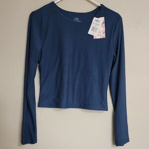 Pink Republic Navy Blue Long Sleeve Crop Top